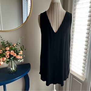 Black Sleeveless Tank Top with Deep V-Neckline